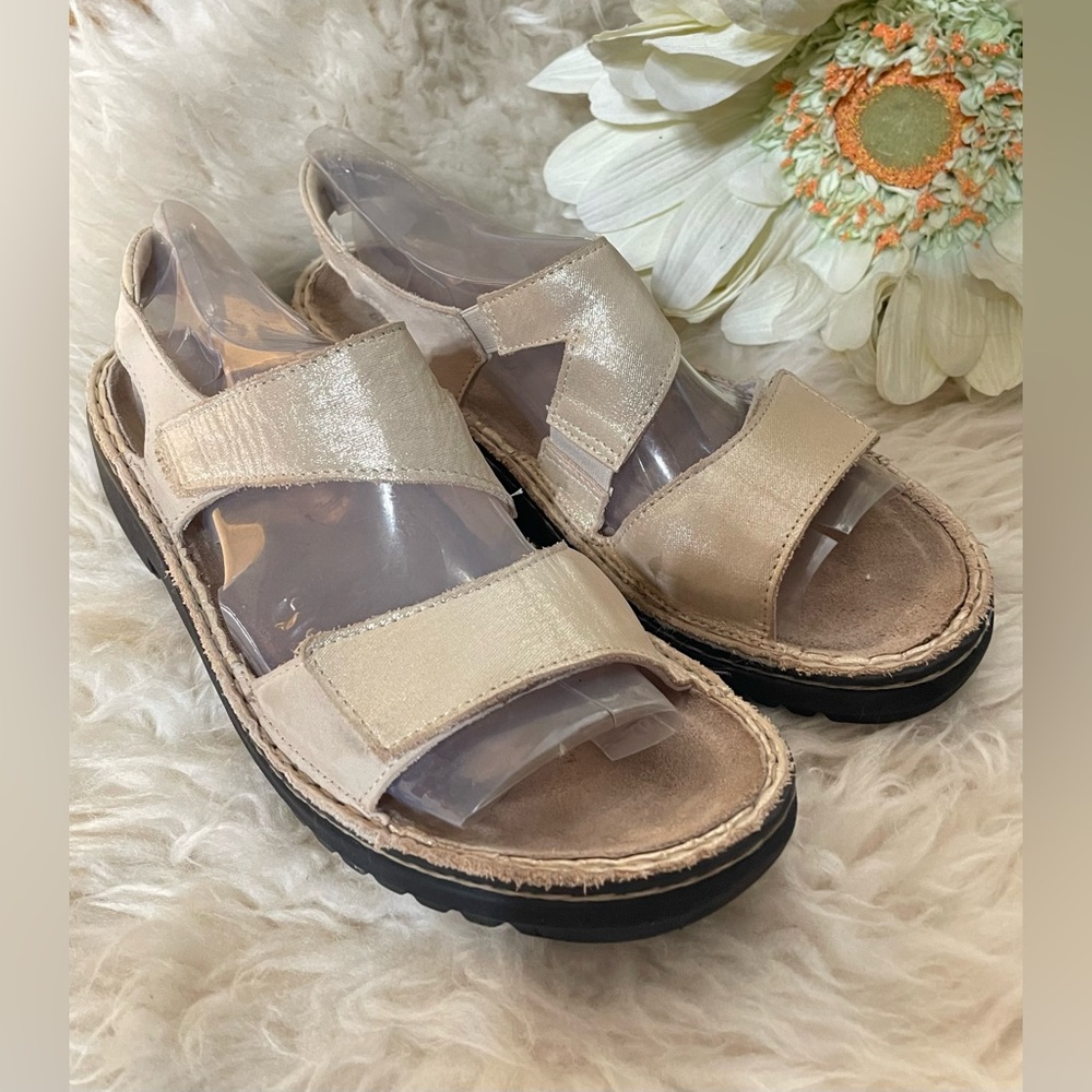 Naot Cream and Tan Sandals
